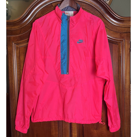 Vintage Nike Windbreaker Jacket 90s Pockets Jogging Pink 1/2 Zip Mens Medium - Picture 4 of 16